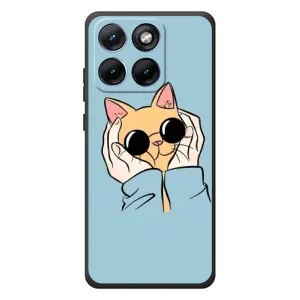 Бампер с изображением Котиков для Мо Motorola Edge 70 Фюжн Плюс (КОТИК в очках)