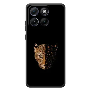 Чехол с леопардовым принтом на Motorola Edge 70 Fusion Plus (Леопард на черном)