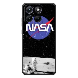 Силиконовый бампер с принтом "Наса" на Motorola Edge 70 Fusion Plus (Nasa на луне)