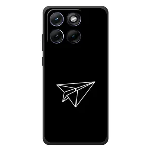 Чехол с картинками на черном фоне для Motorola Edge 70 Fusion Plus (Самолетик)