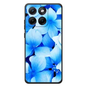 Силиконовый бампер с принтом (цветочки) на Мо Motorola Edge 70 Фюжн Плюс (Синие цветы)