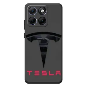 Силиконовый бампер с картинкой машины на Motorola Edge 70 Fusion Plus (Logo TESLA)