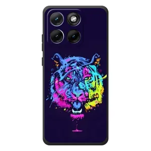 Силиконовый бампер с картинкой животных для Motorola Edge 70 Fusion Plus (Тигр-Арт)