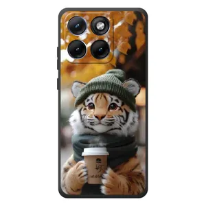 Печатный чехол «Зверята с кофе» для Motorola Edge 70 Fusion Plus (Тигр с кофе)