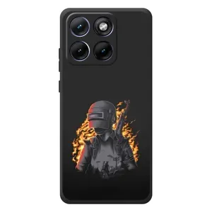 Силиконовый чехол с картинкой "Герой Pubg" на Motorola Edge 70 Fusion Plus (В огне)