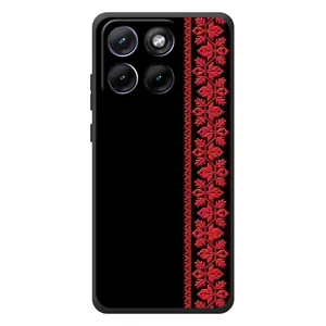 Силиконовый Чехол на Motorola Edge 70 Fusion Plus с картинкой Вышиванки (Вышиванка на черном)