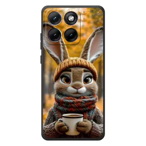 Печатный чехол «Зверята с кофе» для Motorola Edge 70 Fusion Plus (Зайчик с кофе)
