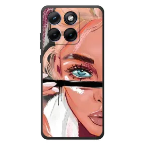 Силиконовый Чехол на Motorola Edge 70 Fusion с картинкой Стильных Девушек (Девушка и ресницы)
