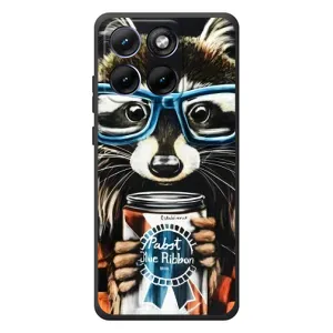 Силиконовый Чехол с Енотами на Motorola Edge 70 Fusion (Енот в очках)