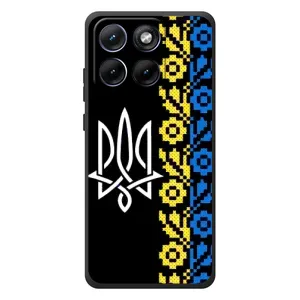 Силиконовый Чехол на Motorola Edge 70 Fusion (Герб и вышыванка)