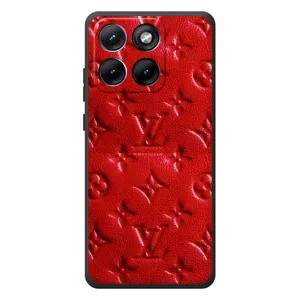 Текстурный Чехол Louis Vuitton для Моторола Эдж 70 Фьюжн (Красный ЛВ)