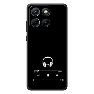 Чехол с картинками на черном фоне для Motorola Edge 70 Fusion (Плеер)
