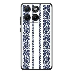 Силиконовый Чехол на Motorola Edge 70 Fusion с картинкой Вышиванки (Синяя вышиванка)