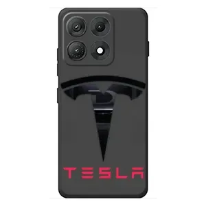 Силиконовый бампер с картинкой машины на Motorola Edge 70 Max (Logo TESLA)