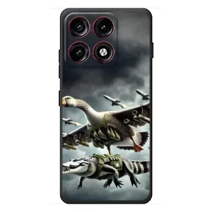 Чехол с мемами тралалело тралала для Motorola Edge 70 Pro (Гусини и крокодило)