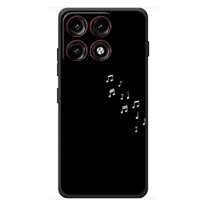 Чехол с картинками на черном фоне для Motorola Edge 70 Pro (Ноты)