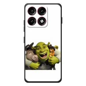 Печатный чехол с принтом Шрек для Motorola Edge 70 Pro (Шрек осел и кот)