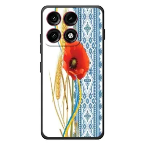 Силиконовый Чехол на Motorola Edge 70 Pro с картинкой Вышиванки (Вышиванка с цветком)