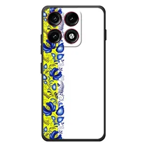 Силиконовый Чехол на Motorola Edge 70 Pro с картинкой Вышиванки (Желто-синяя вышиванка)