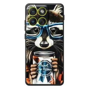 Силиконовый Чехол с Енотами на Motorola Edge 70 (Енот в очках)
