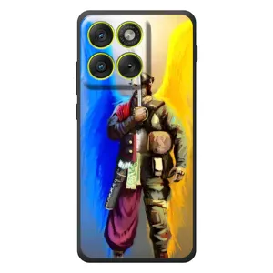 Чехол с картинкой (Патриотический КОЗАК) на Motorola Edge 70 (Козак с крыльями)