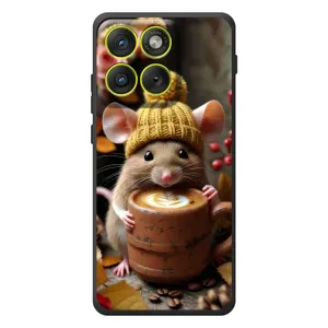 Печатный чехол «Зверята с кофе» для Motorola Edge 70 (Мышка с кофе)