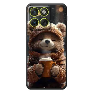 Печатный чехол «Зверята с кофе» для Motorola Edge 70 (Медвежонок с кофе)