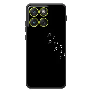 Чехол с картинками на черном фоне для Motorola Edge 70 (Ноты)