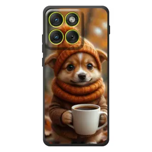 Печатный чехол «Зверята с кофе» для Motorola Edge 70 (Собачка с кофе)