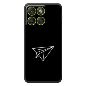 Чехол с картинками на черном фоне для Motorola Edge 70 (Самолетик)