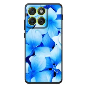 Силиконовый бампер с принтом (цветочки) на Мо Motorola Edge 70 (Синие цветы)