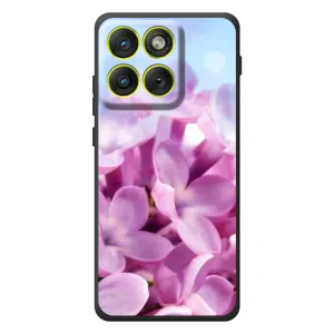 Силиконовый бампер с принтом (цветочки) на Мо Motorola Edge 70 (Сиреневые цветы)