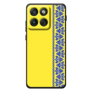 Силиконовый Чехол на Motorola Edge 70 (Вышиванка на желтом)