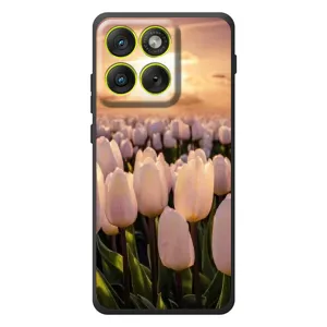 Чехлы с картинкой (Тюльпаны) на Мо Motorola Edge 70 (Закат с цветами)