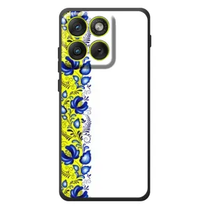 Силиконовый Чехол на Motorola Edge 70 с картинкой Вышиванки (Желто-синяя вышиванка)