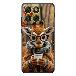 Печатный чехол «Зверята с кофе» для Motorola Edge 70 (Жираф с кофе)