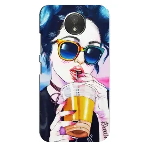 Чехол с картинкой Модные Девчонки Motorola Moto C (XT1750) (Девушка с коктейлем)