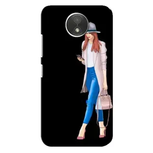 Чехол с картинкой Модные Девчонки Motorola Moto C (XT1750) (Девушка со смартфоном)