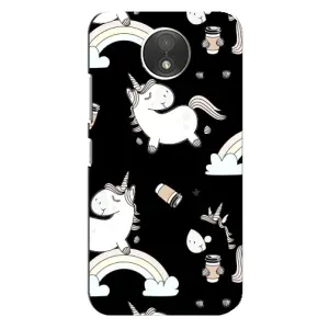 Чехол Unicorn на Motorola Moto C (XT1750) (Единорог с кофе)