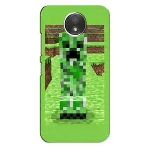 Чехлы для Motorola Moto C (XT1750) (Персонажи Майн Крафт) (Крипер 2)