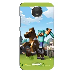 Чехлы для Motorola Moto C (XT1750) (Персонажи Майн Крафт) (На коне)