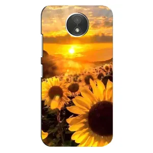 Чехол с Цветами для Motorola Moto C (XT1750) (поле подсолнухов)