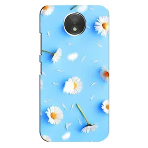 Чехол с Цветами для Motorola Moto C (XT1750) (ромашки на голубом)