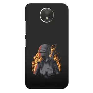 Силиконовый чехол с картинкой "Герой Pubg" на Motorola Moto C (XT1750) (В огне)