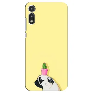 Бампер для Motorola MOTO E 2020 с картинкой "Песики" (Кактус на голове)
