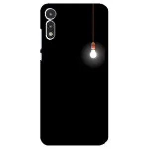 Чехол с картинками на черном фоне для Motorola MOTO E 2020 (Лампочка)