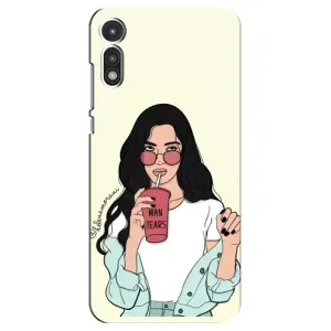 Силиконовый Чехол на Motorola MOTO E 2020 с картинкой Стильных Девушек (С напитком)
