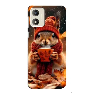 Друкований чохол 'Звірята з кавою' для Motorola MOTO E13 (Білка з кавою)