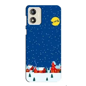 Силиконовый бампер на рождество для Motorola MOTO E13 (Город в снегу)