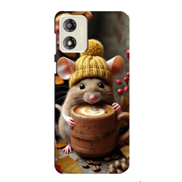 Чехол с рисунком «Мышка с кофе» для Motorola MOTO E13 Чехол с рисунком «Мышка с кофе» для Motorola MOTO E13